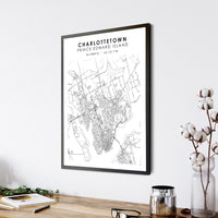 Charlottetown, Prince Edward Island Scandinavian Style Map Print 