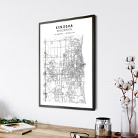 
              Kenosha, Wisconsin Scandinavian Map Print 
            