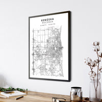 Kenosha, Wisconsin Scandinavian Map Print 