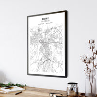 Rome, Georgia Scandinavian Map Print 