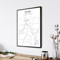 
              Belfast, New York Scandinavian Map Print 
            