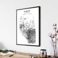 Alberta, Canada Scandinavian Style Map Print 