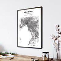 Melbourne, Australia Scandinavian Style Map Print 