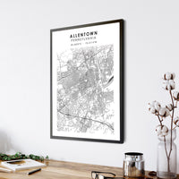 Allentown, Pennsylvania Scandinavian Map Print 