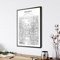 Arcadia, Arizona Scandinavian Map Print 