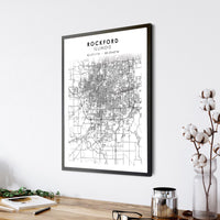 
              Rockford, Illinois Scandinavian Map Print 
            