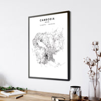 
              Cambodia, Asia Scandinavian Style Map Print 
            