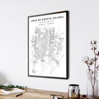 
              Jerez de García Salinas, Zacatecas, Mexico Scandinavian Style Map Print 
            
