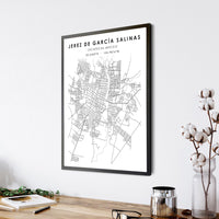 Jerez de García Salinas, Zacatecas, Mexico Scandinavian Style Map Print 