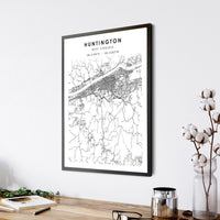 
              Huntington, West Virginia Scandinavian Map Print 
            
