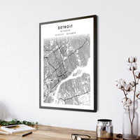 
              Detroit, Michigan Scandinavian Map Print 
            