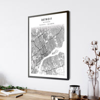 Detroit, Michigan Scandinavian Map Print 