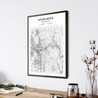 Heidelberg, Germany Scandinavian Style Map Print 
