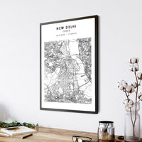 
              New Delhi, India Scandinavian Style Map Print 
            