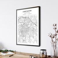 Lancaster, Pennsylvania Scandinavian Map Print 