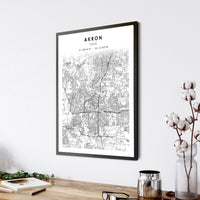 
              Akron, Ohio Scandinavian Map Print 
            