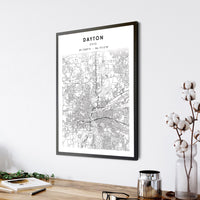 Dayton, Ohio Scandinavian Map Print 
