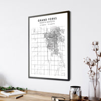 Grand Forks, North Dakota Scandinavian Map Print 
