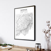 Fairfield, Connecticut Scandinavian Map Print 