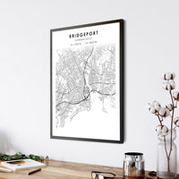 Bridgeport, Connecticut Scandinavian Map Print 