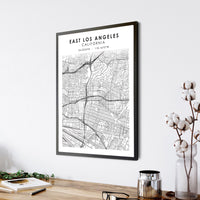 
              East Los Angeles, California Scandinavian Map Print 
            