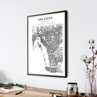 
              San Diego, California Scandinavian Map Print 
            