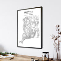 
              Falmouth, Massachusetts Scandinavian Map Print 
            