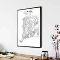 Falmouth, Massachusetts Scandinavian Map Print 