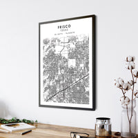 Frisco, Texas Scandinavian Map Print 