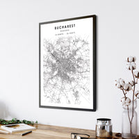 Bucharest, Romania Scandinavian Style Map Print 