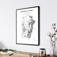 
              Penang island, Malaysia Scandinavian Style Map Print 
            