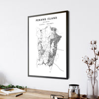 Penang island, Malaysia Scandinavian Style Map Print 