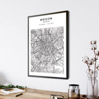 Moscow, Russia Scandinavian Style Map Print 