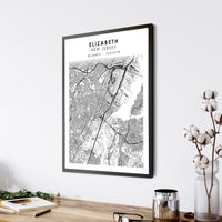 
              Elizabeth, New Jersey Scandinavian Map Print 
            