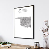 
              Oklahoma, United States Scandinavian Style Map Print 
            