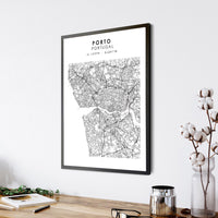 Porto, Portugal Scandinavian Style Map Print 