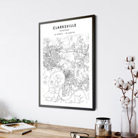 Clarksville, Tennessee Scandinavian Map Print 