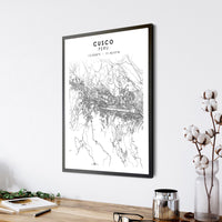 Cusco, Peru Scandinavian Style Map Print 