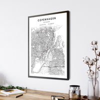 
              Copenhagen, Denmark Scandinavian Style Map Print 
            