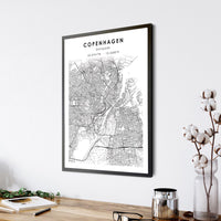 Copenhagen, Denmark Scandinavian Style Map Print 