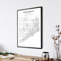 
              Long Beach, Mississippi Scandinavian Map Print 
            