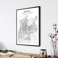 
              Belfast, Northern Ireland Scandinavian Style Map Print 
            