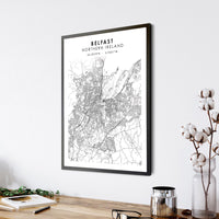 Belfast, Northern Ireland Scandinavian Style Map Print 