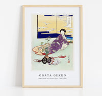 
              Ogata Gekko - Dog Playing with Flower Cart (1887–1896)
            