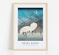 
              Ohara Koson - Egrets and Reeds in Moonlight (1926)
            