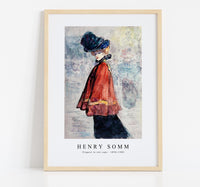 
              Henry Somm - Elegant in red cape (1890-1900)
            