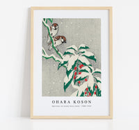 
              Ohara Koson - Sparrows on snowy berry bush (ca. 1900–1945)
            