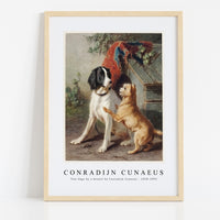 Conradijn Cunaeus - Two dogs by a kennel by Conradijn Cunaeus 1828-1895