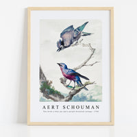 Aert schouman - Two birds a blue jay and a purple-breasted cotinga-1760