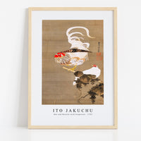 Ito Jakuchu - Hen and Rooster with Grapevine (1792)